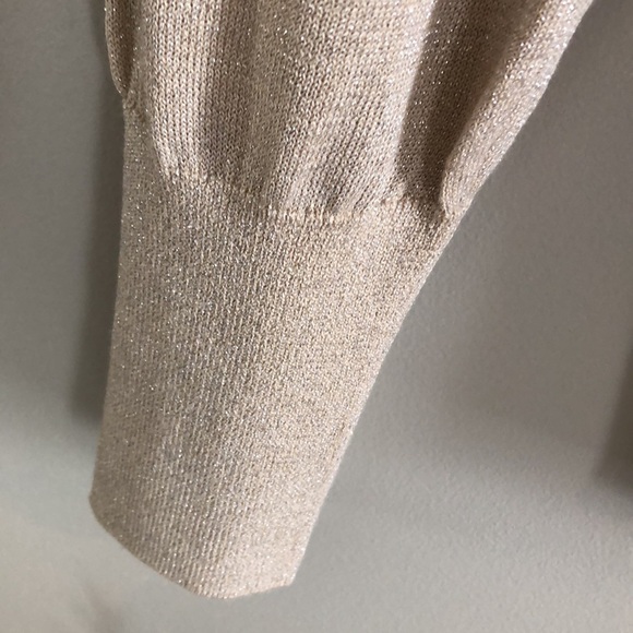 H&M 1950s Vintage Gold Metallic Sparkly  Crew Neck Pullover Size S - Picture 3 of 5